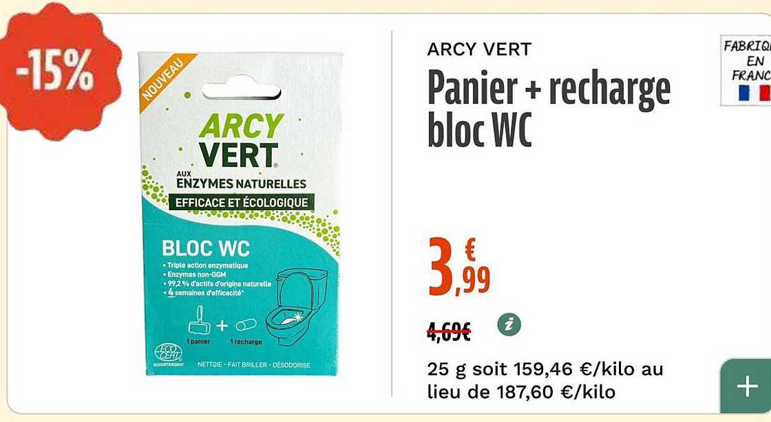 ARCY VERT Panier + recharge bloc WC
