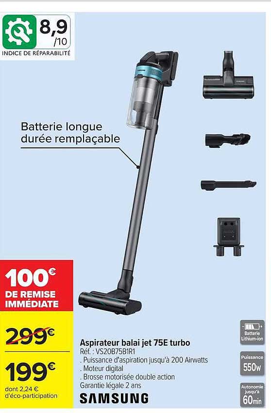 Aspirateur balai jet 75E turbo