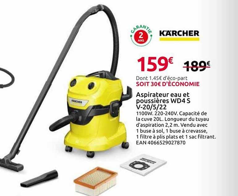 Aspirateur eau et poussières WD4 S V-20/5/22