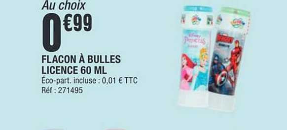 Au choix 0€99 FLACON À BULLES LICENCE 60 ML