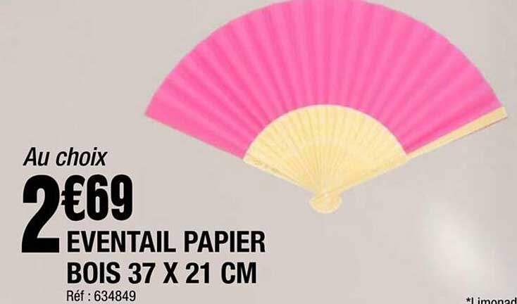 Au choix 2€69 EVENTAIL PAPIER BOIS 37 X 21 CM
