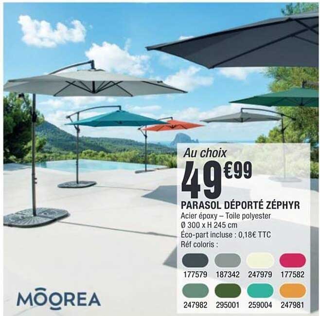 Au choix 49€99 PARASOL DÉPORTÉ ZÉPHYR