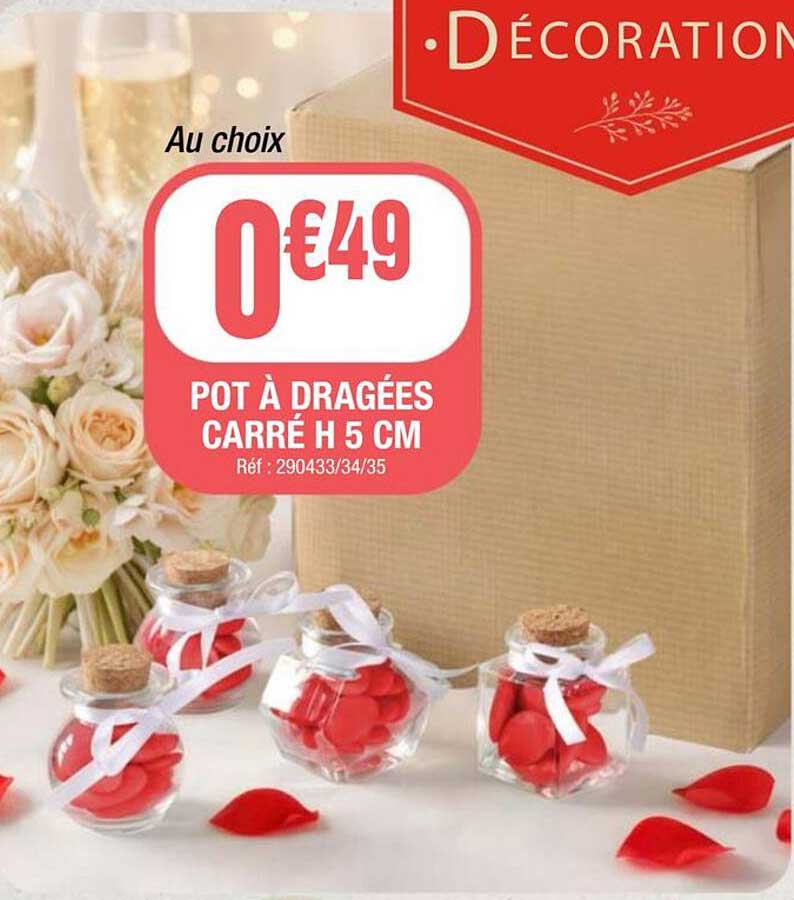 Au choix POT À DRAGÉES CARRÉ H 5 CM