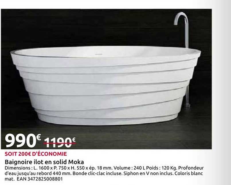 Baignoire ilot en solid Moka