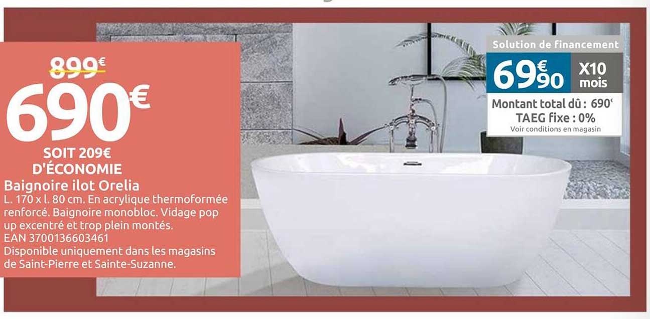 Baignoire ilot Orelia