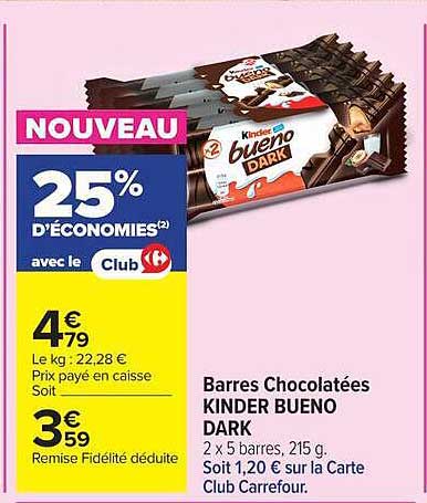 Barres Chocolatées KINDER BUENO DARK