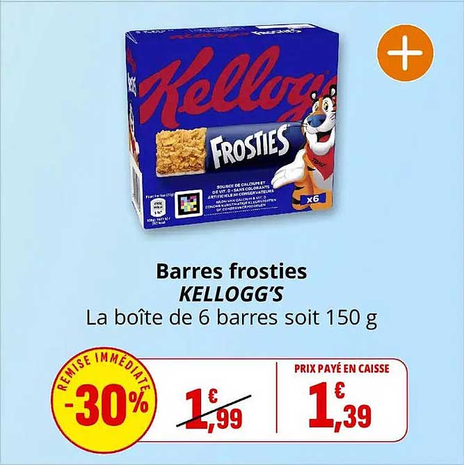 Barres frosties KELLOGG'S La boîte de 6 barres soit 150 g