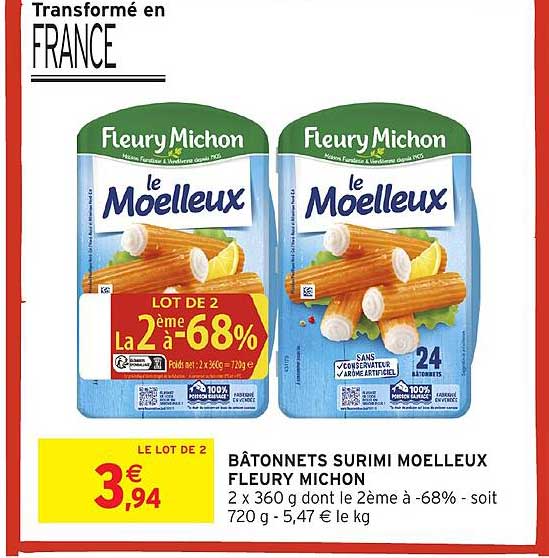 BÂTONNETS SURIMI MOELLEUX FLEURY MICHON