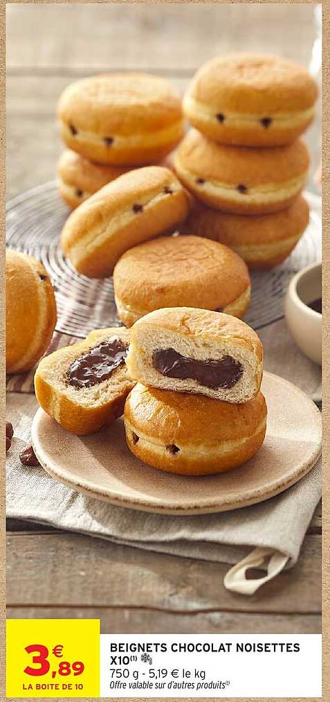 BEIGNETS CHOCOLAT NOISETTES X10