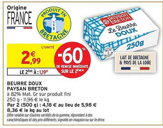 BEURRE DOUX PAYSAN BRETON