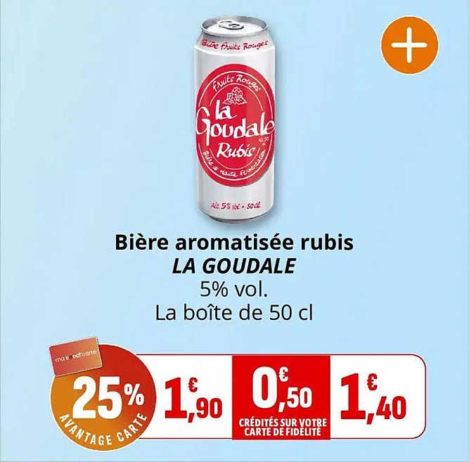 Bière aromatisée rubis LA GOUDALE 5% vol. La boîte de 50 cl