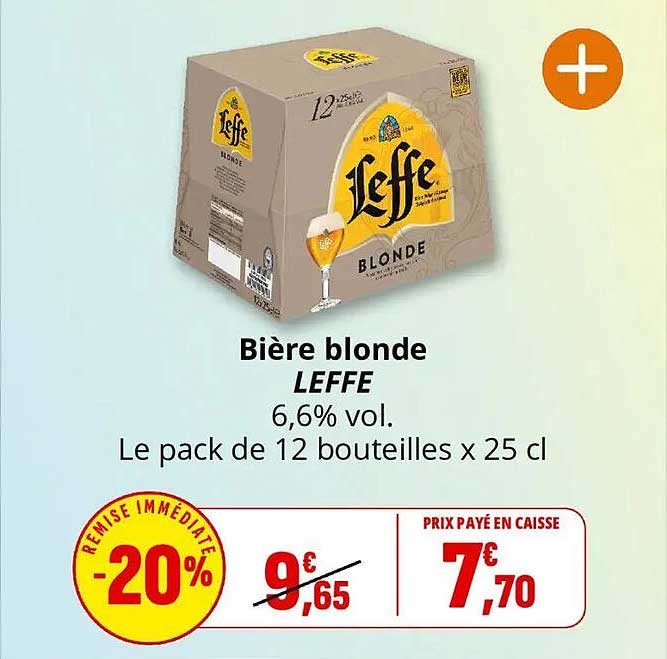 Bière blonde LEFFE 6,6% vol. Le pack de 12 bouteilles x 25 cl