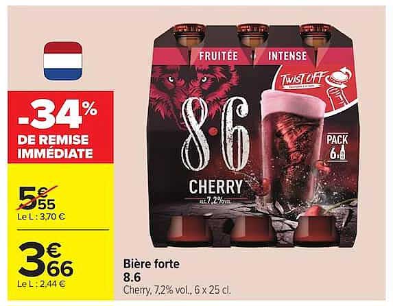 Bière forte 8.6 Cherry, 7,2% vol., 6 x 25 cl