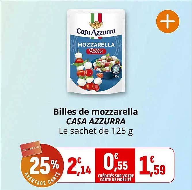Billes de mozzarella CASA AZZURRA Le sachet de 125 g