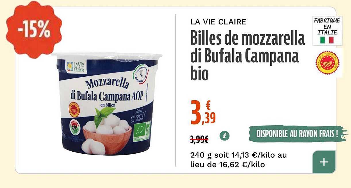 Billes de mozzarella di Bufala Campana bio