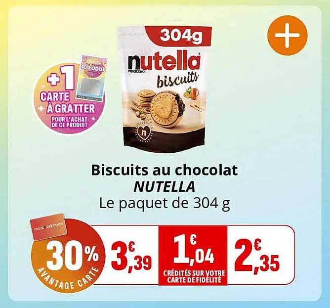 Biscuits au chocolat NUTELLA Le paquet de 304 g