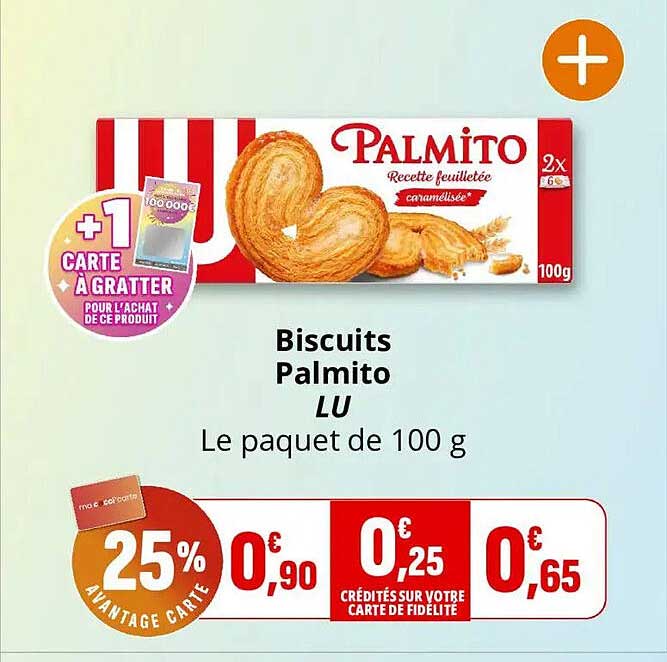 Biscuits Palmito LU Le paquet de 100 g