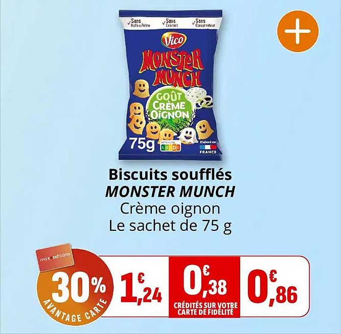 Biscuits soufflés MONSTER MUNCH Crème oignon Le sachet de 75 g