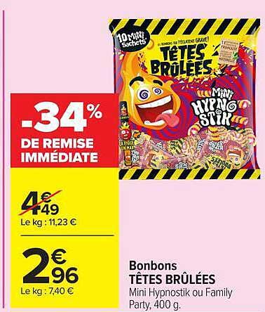 Bonbons TÊTES BRÛLÉES Mini Hypnostik ou Family