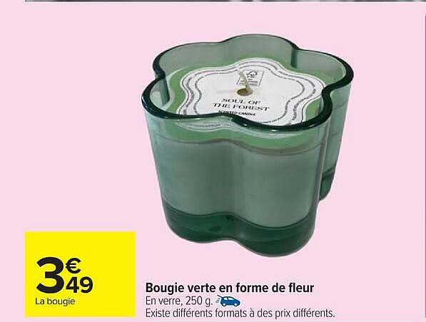 Bougie verte en forme de fleur