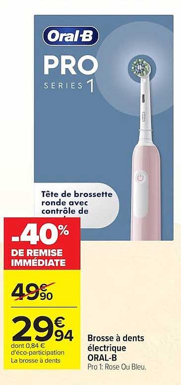 Brosse à dents électrique ORAL-B Pro 1. Rose Ou Bleu.