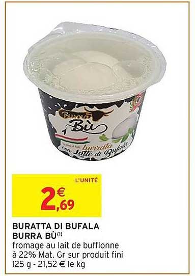 BURATTA DI BUFALA BURRA BÙ