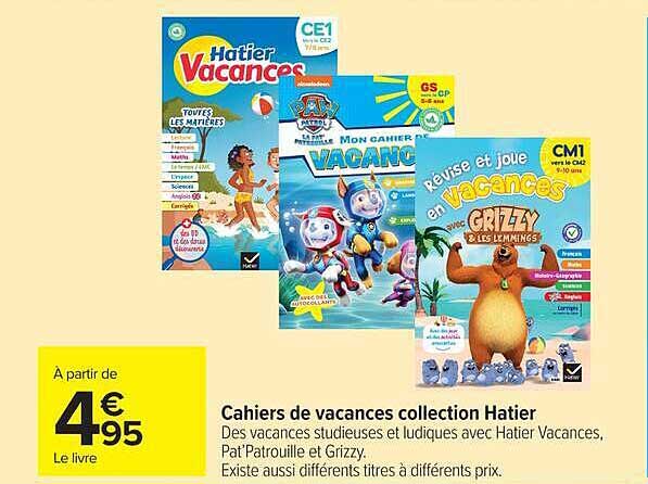 Cahiers de vacances collection Hatier