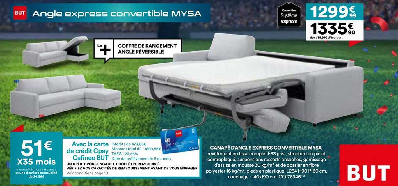 Canapé d’angle express convertible MYSA