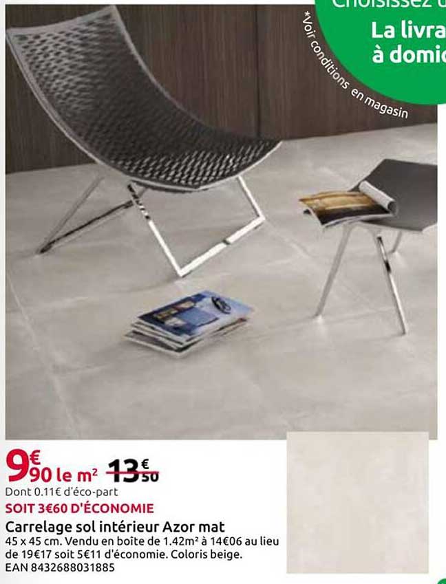 Carrelage sol intérieur Azor mat