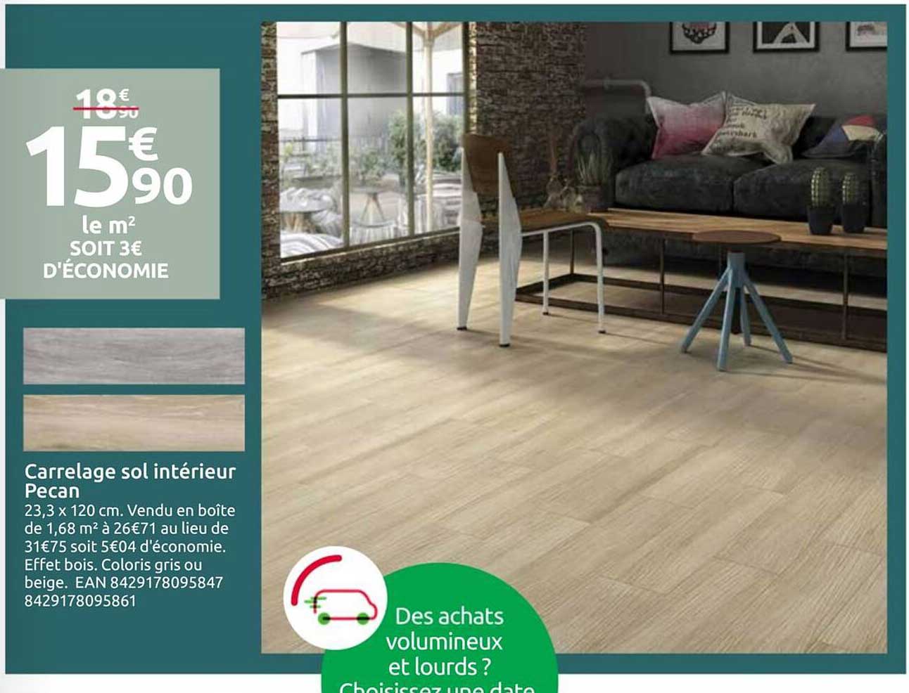 Carrelage sol intérieur Pecan