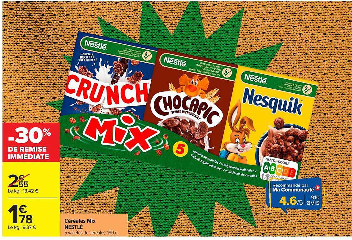 Céréales Mix NESTLÉ 5 variétés de céréales, 190 g.