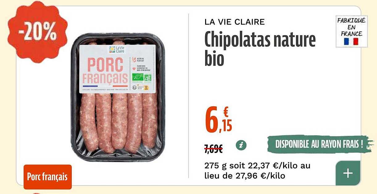 Chipolatas nature bio