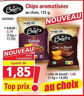 Chips aromatisées au choix, 125 g,