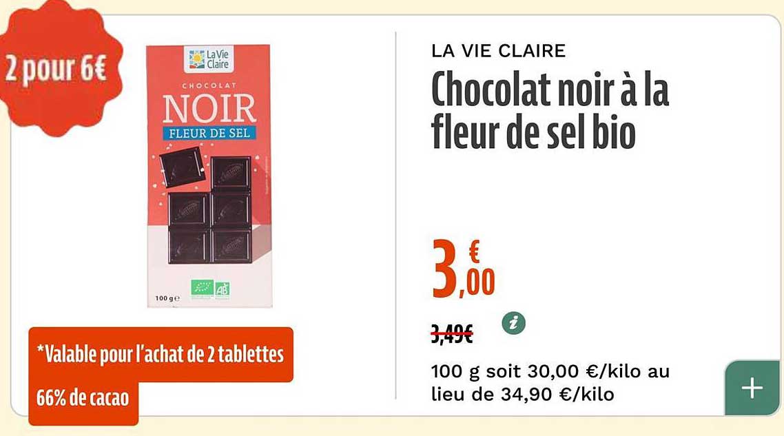 Chocolat noir à la fleur de sel bio
