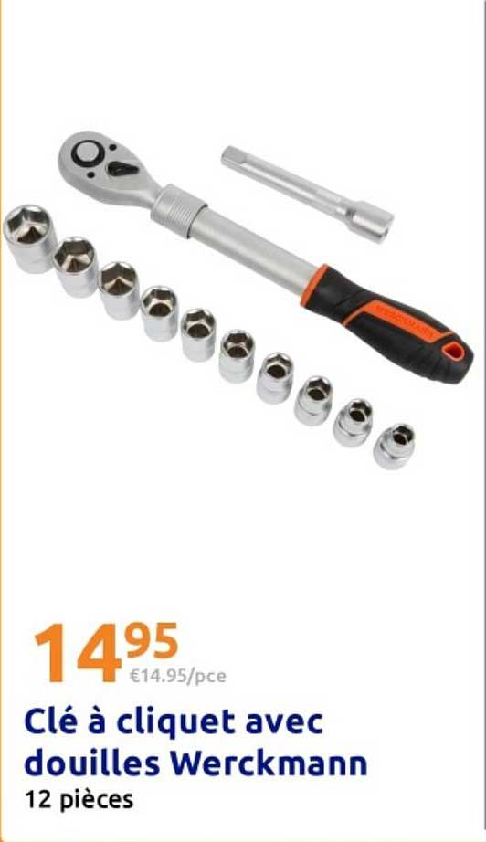 Clé à cliquet avec douilles Werckmann 12 pièces