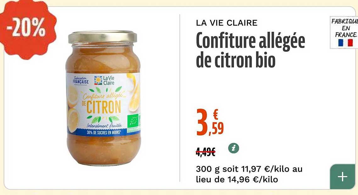 Confiture allégée de citron bio