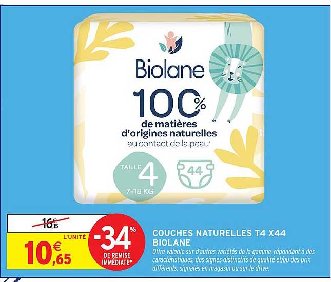 COUCHES NATURELLES T4 X44 BIOLANE