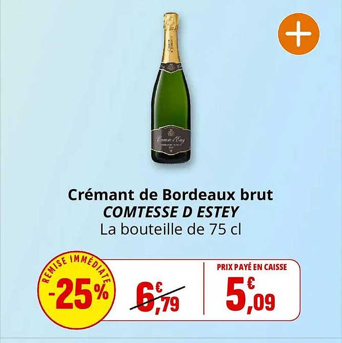 Crémant de Bordeaux brut COMTESSE D ESTEY La bouteille de 75 cl