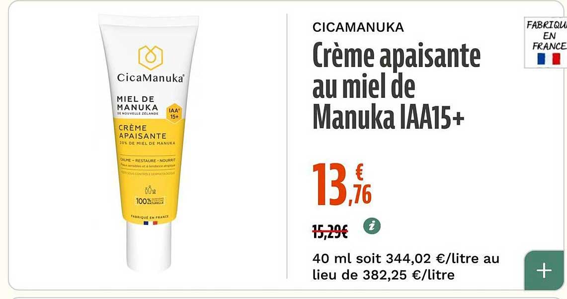 Crème apaisante au miel de Manuka IAA15+