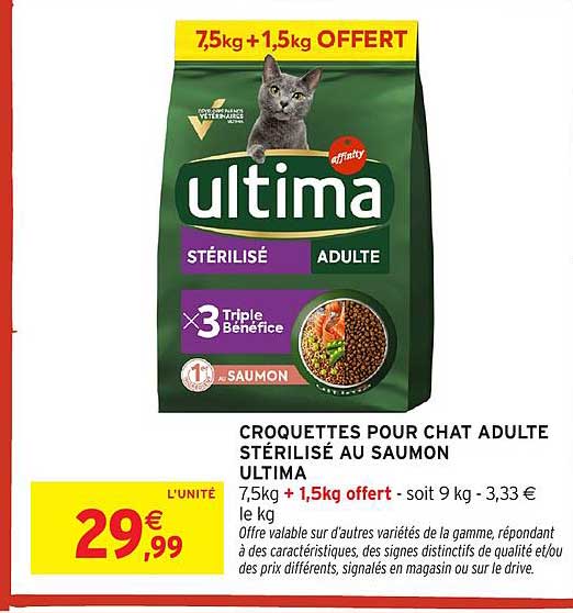 CROQUETTES POUR CHAT ADULTE STÉRILISÉ AU SAUMON ULTIMA