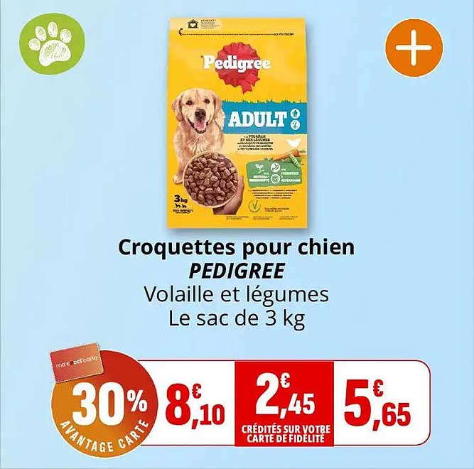 Croquettes pour chien PEDIGREE Volaille et légumes Le sac de 3 kg