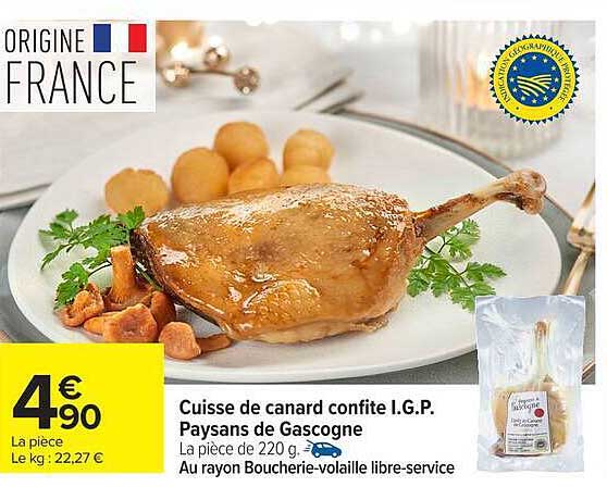 Cuisse de canard confite I.G.P. Paysans de Gascogne