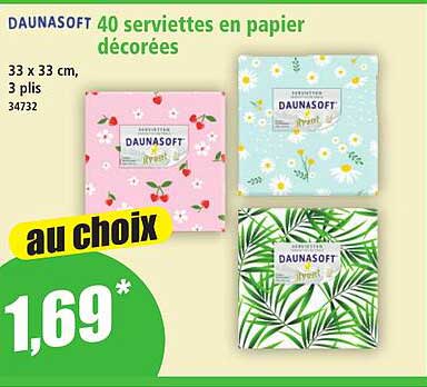 DAUNASOFT 40 serviettes en papier décorées