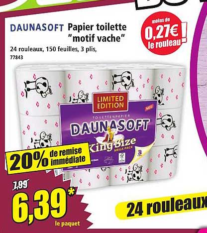 DAUNASOFT Papier toilette "motif vache"