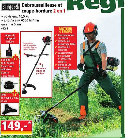 Débroussailleuse et coupe-bordure 2 en 1