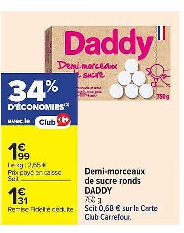 Demi-morceaux de sucre ronds DADDY