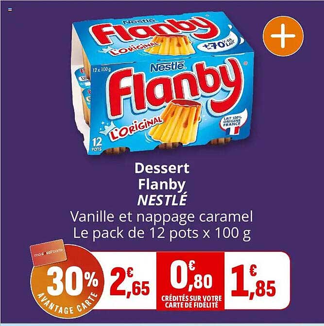 Dessert Flanby NESTLÉ Vanille et nappage caramel Le pack de 12 pots x 100 g