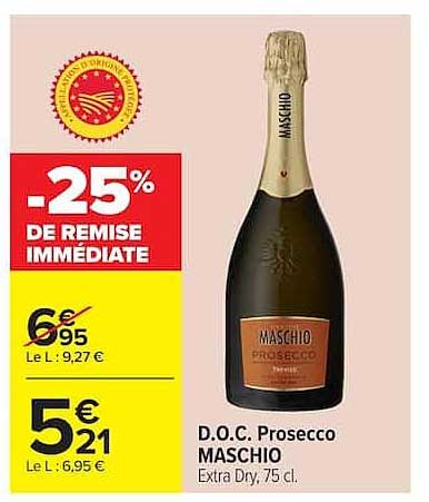 D.O.C. Prosecco MASCHIO Extra Dry, 75 cl.