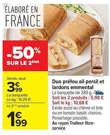 Duo préfoû ail persil et lardons emmental