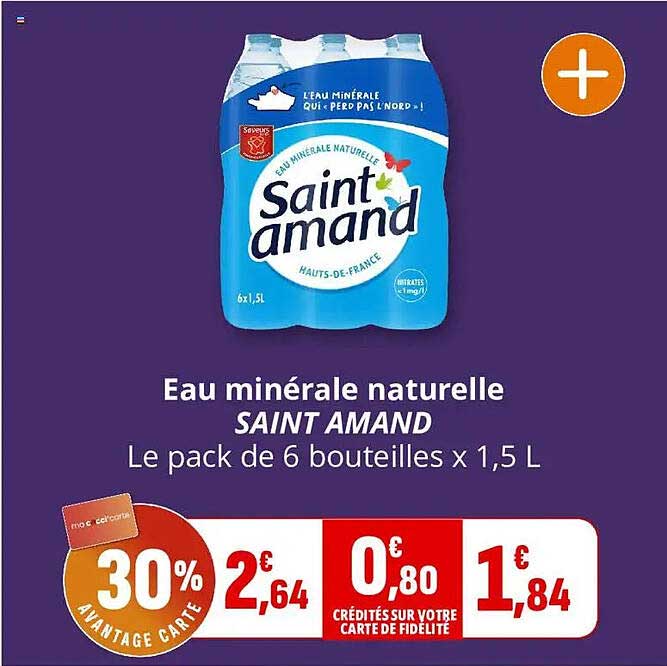 Eau minérale naturelle SAINT AMAND Le pack de 6 bouteilles x 1,5 L